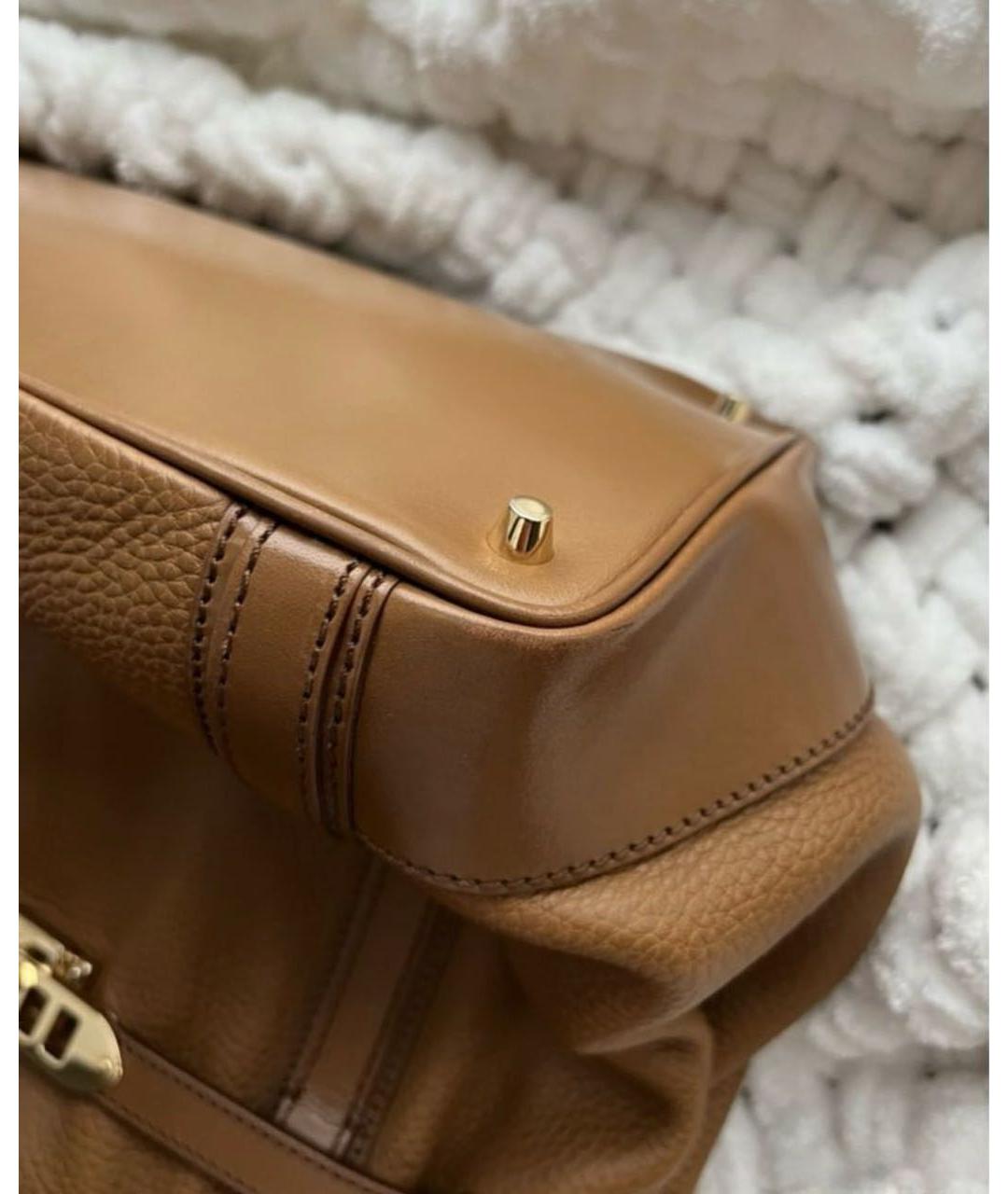 BURBERRY Коричневая кожаная сумка с короткими ручками, фото 8