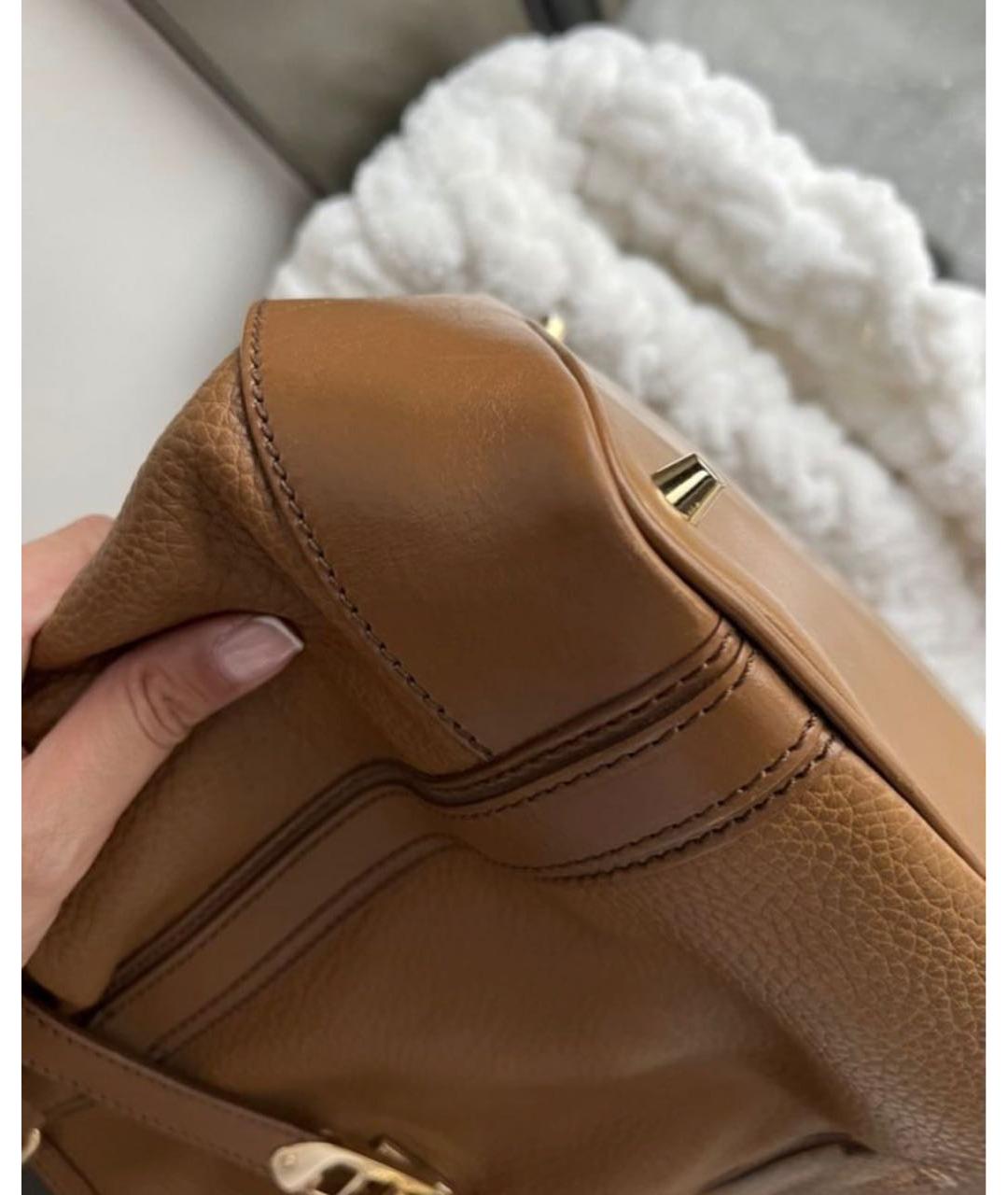 BURBERRY Коричневая кожаная сумка с короткими ручками, фото 7