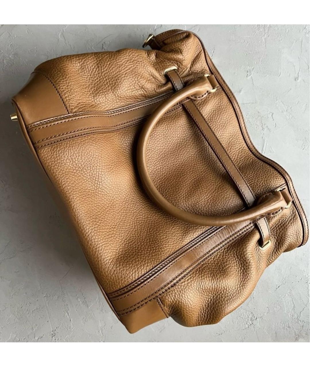 BURBERRY Коричневая кожаная сумка с короткими ручками, фото 3