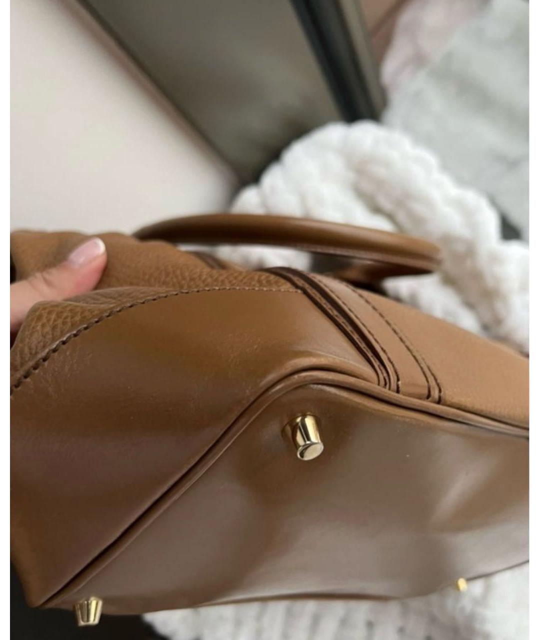 BURBERRY Коричневая кожаная сумка с короткими ручками, фото 6