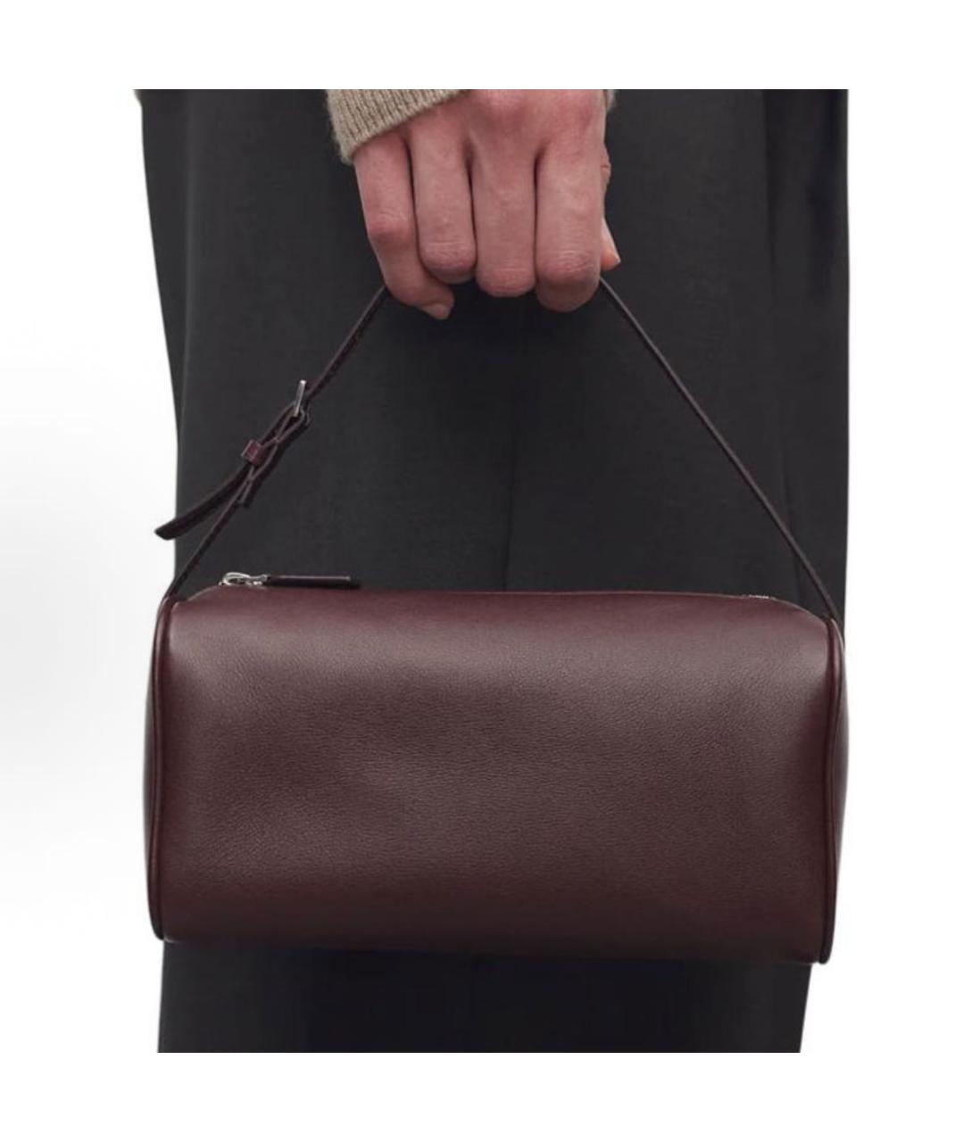 THE ROW Бордовая кожаная сумка с короткими ручками, фото 4