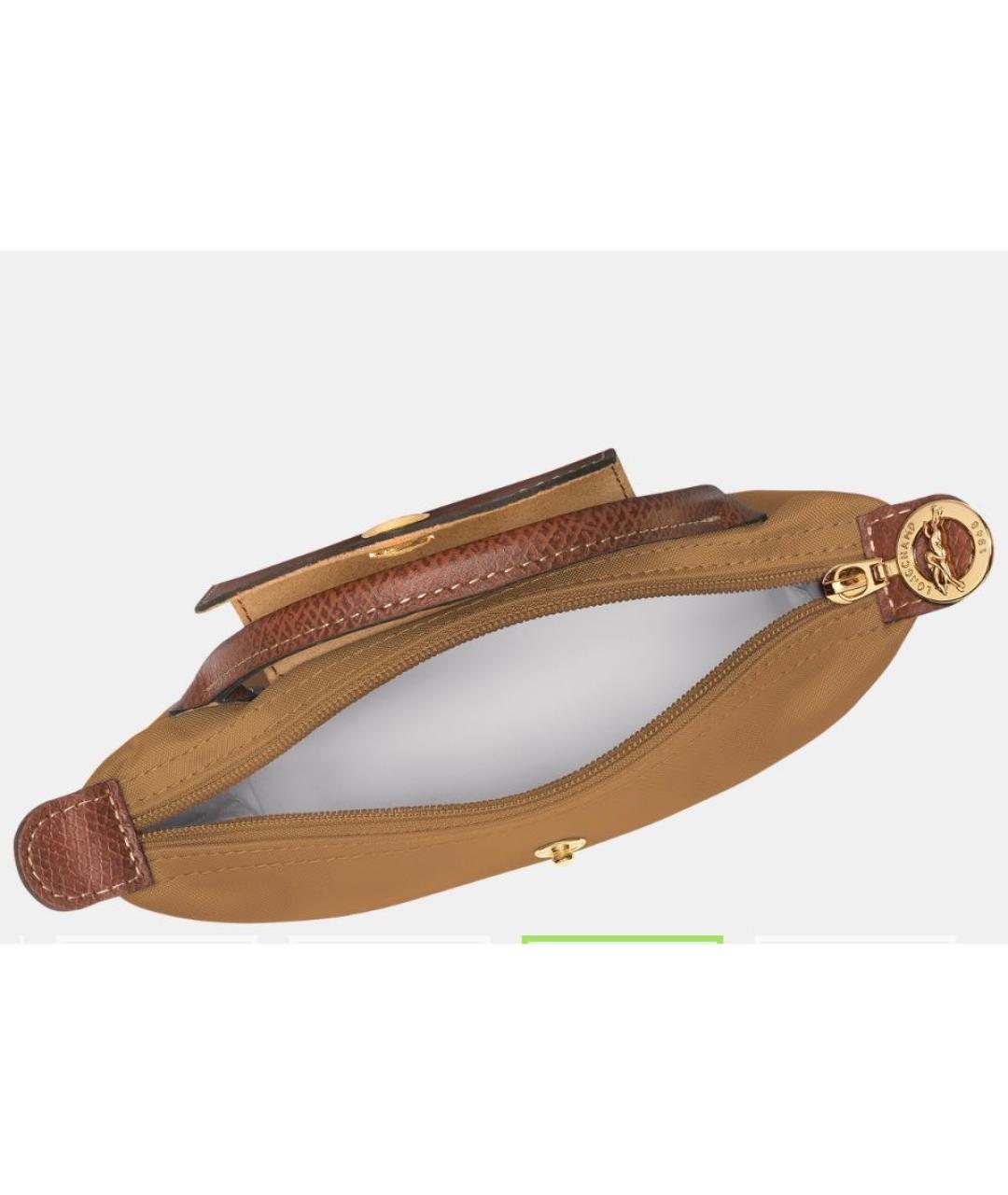 LONGCHAMP Бежевая тканевая сумка с короткими ручками, фото 2