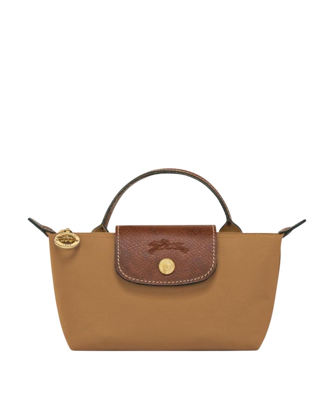 LONGCHAMP Бежевая тканевая сумка с короткими ручками, фото 1