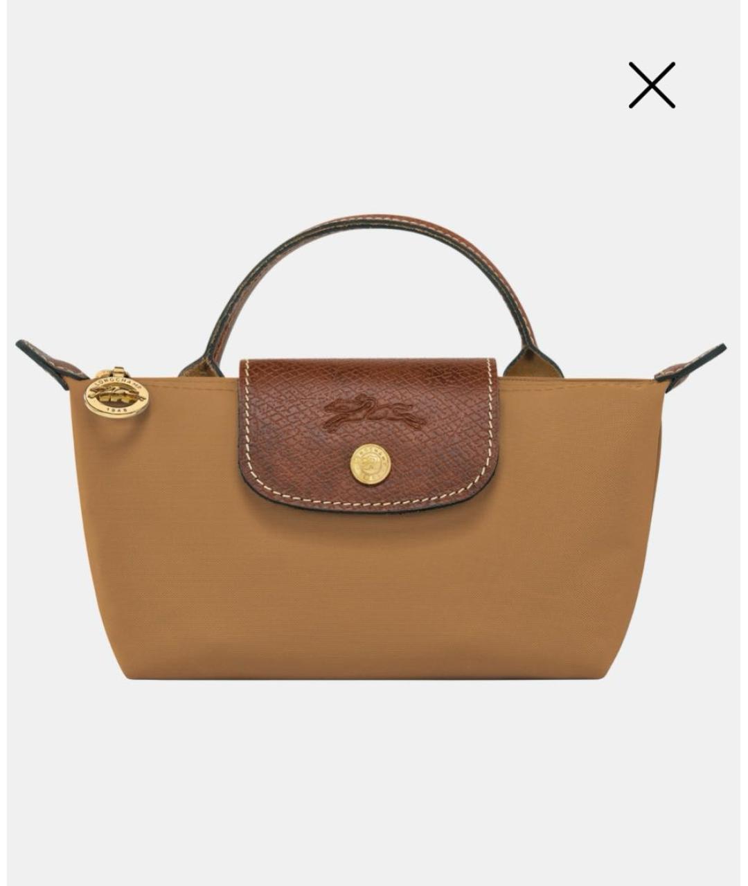 LONGCHAMP Бежевая тканевая сумка с короткими ручками, фото 6