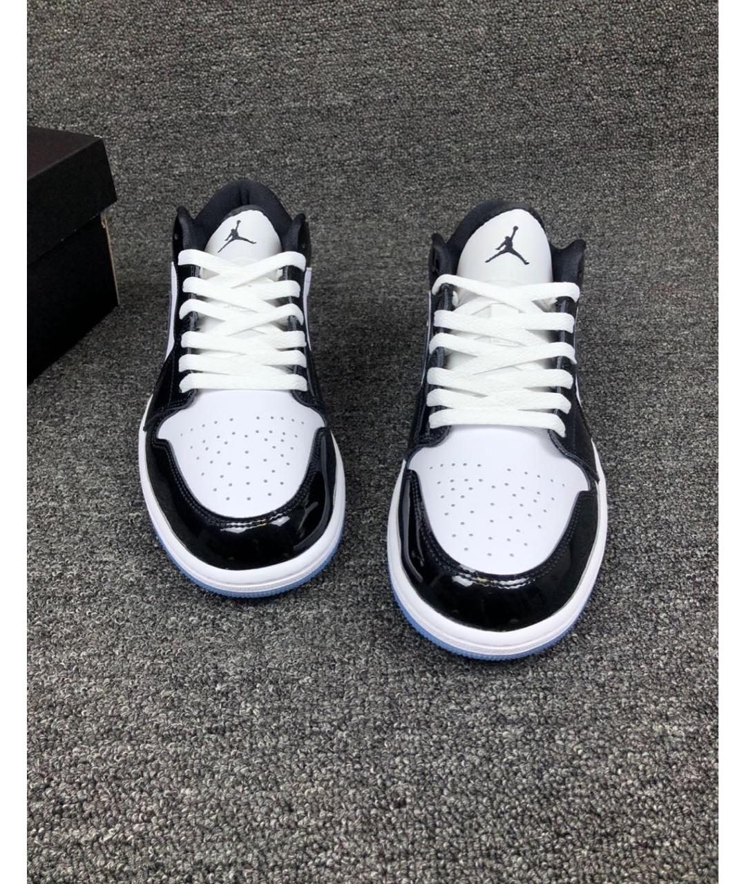 JORDAN Черные низкие кроссовки / кеды из лакированной кожи, фото 4