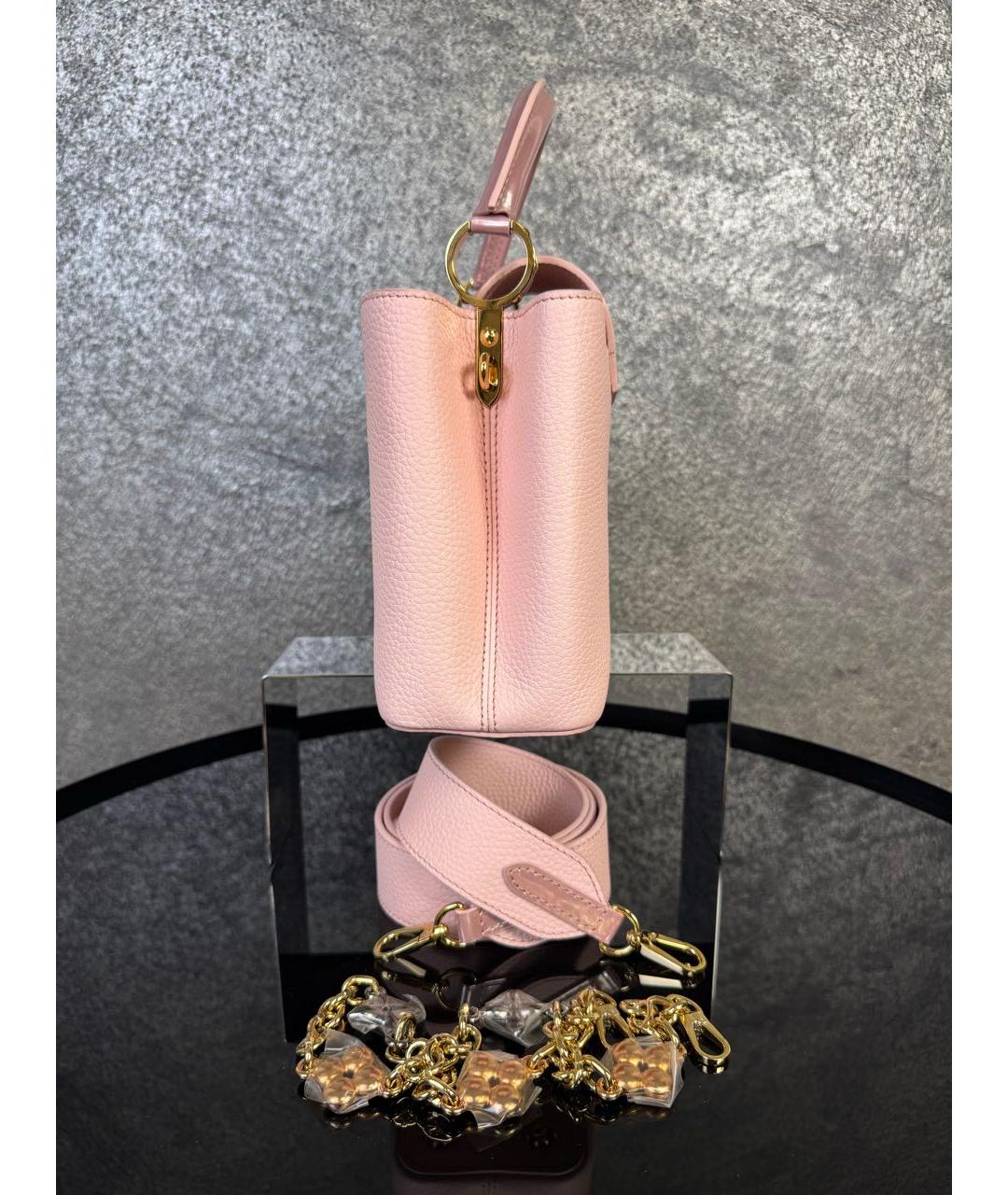 LOUIS VUITTON Розовая кожаная сумка с короткими ручками, фото 6