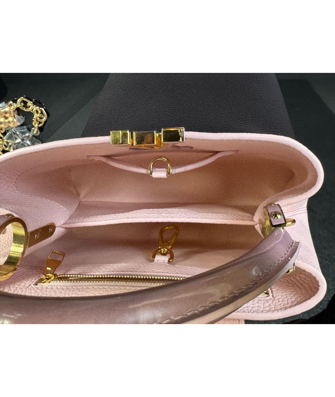 LOUIS VUITTON Розовая кожаная сумка с короткими ручками, фото 4