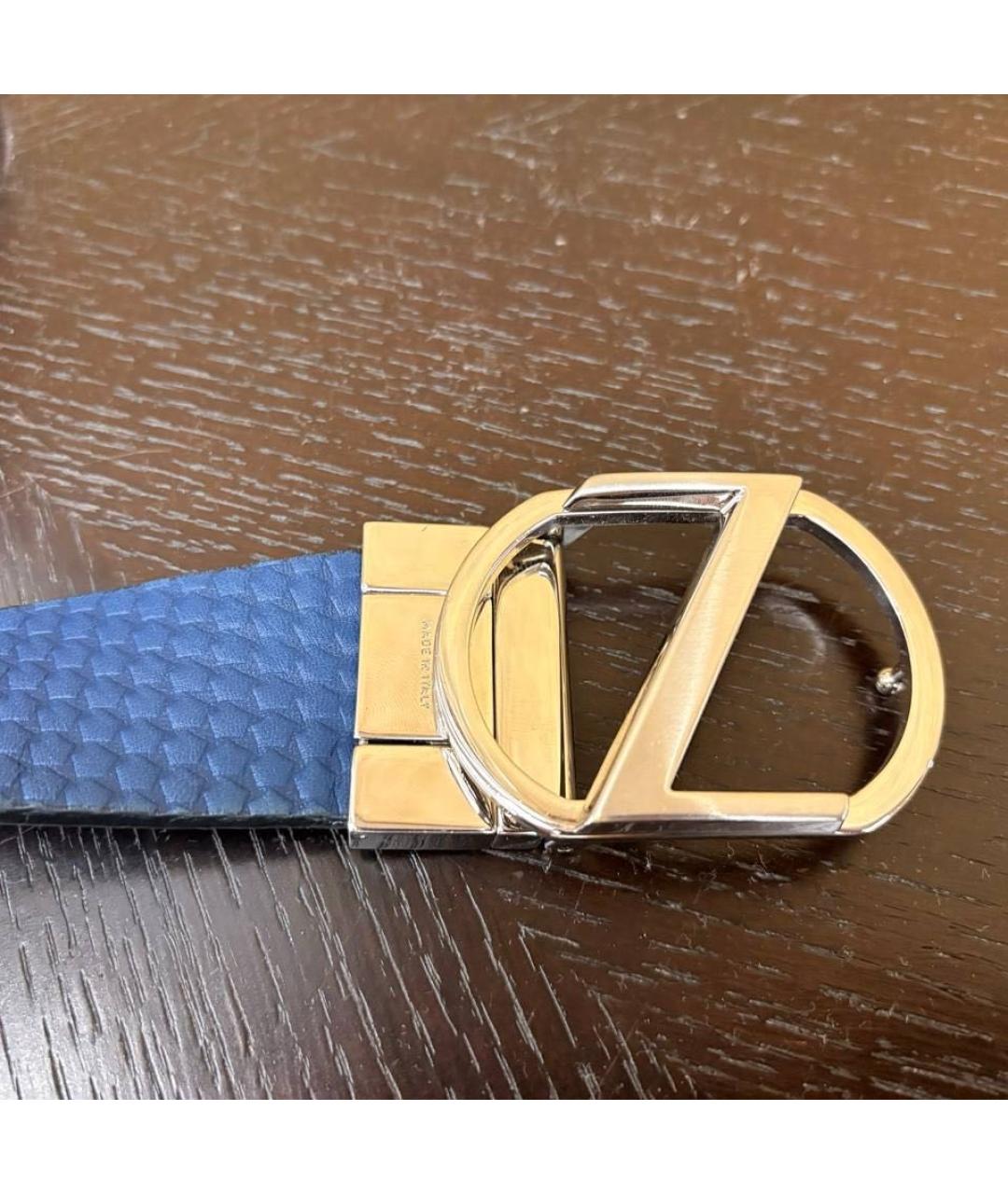 ZEGNA Темно-синий кожаный ремень, фото 2