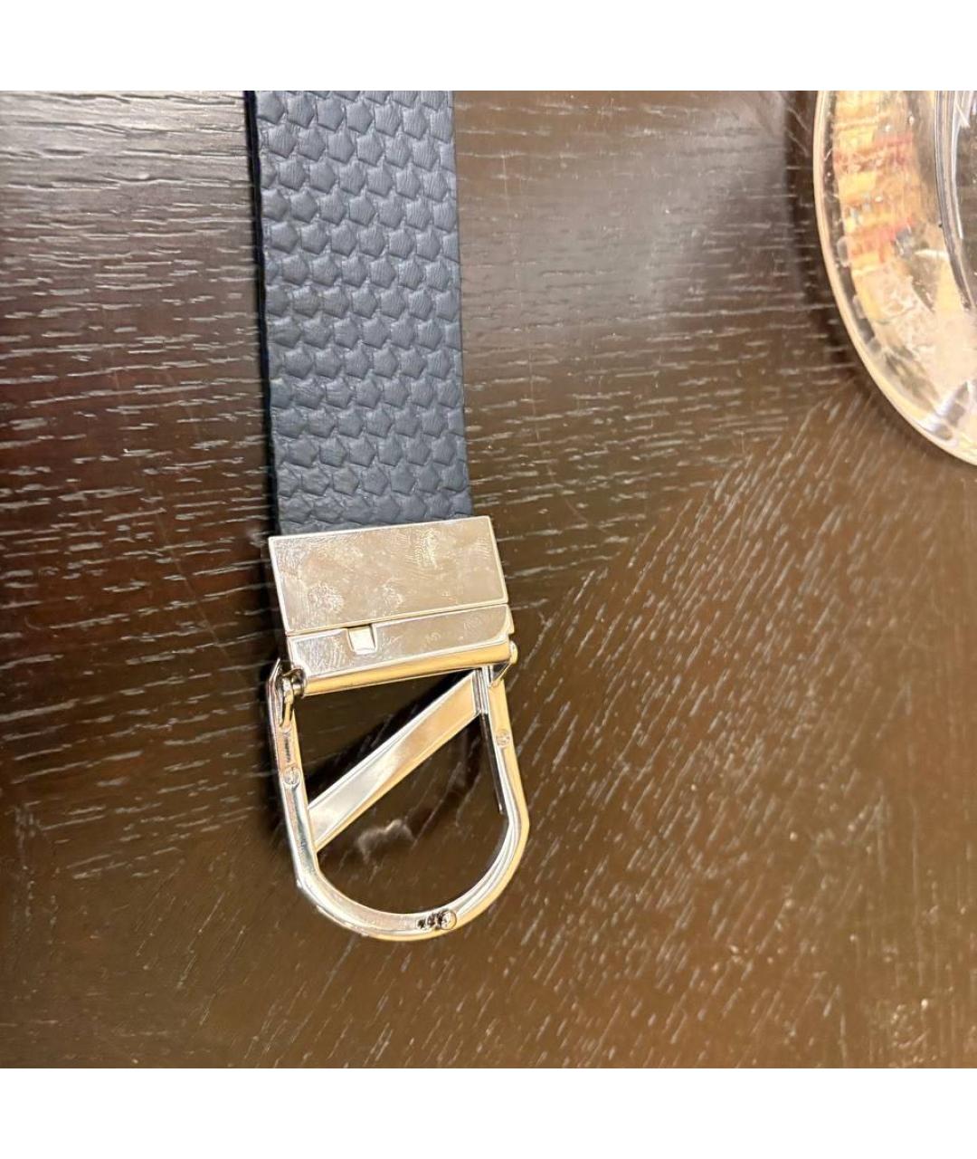 ZEGNA Темно-синий кожаный ремень, фото 3