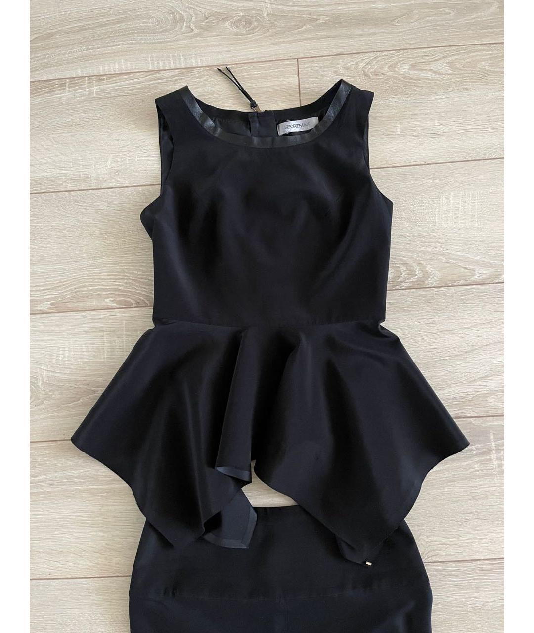 SPORTMAX Черный хлопко-эластановый костюм с юбками, фото 2