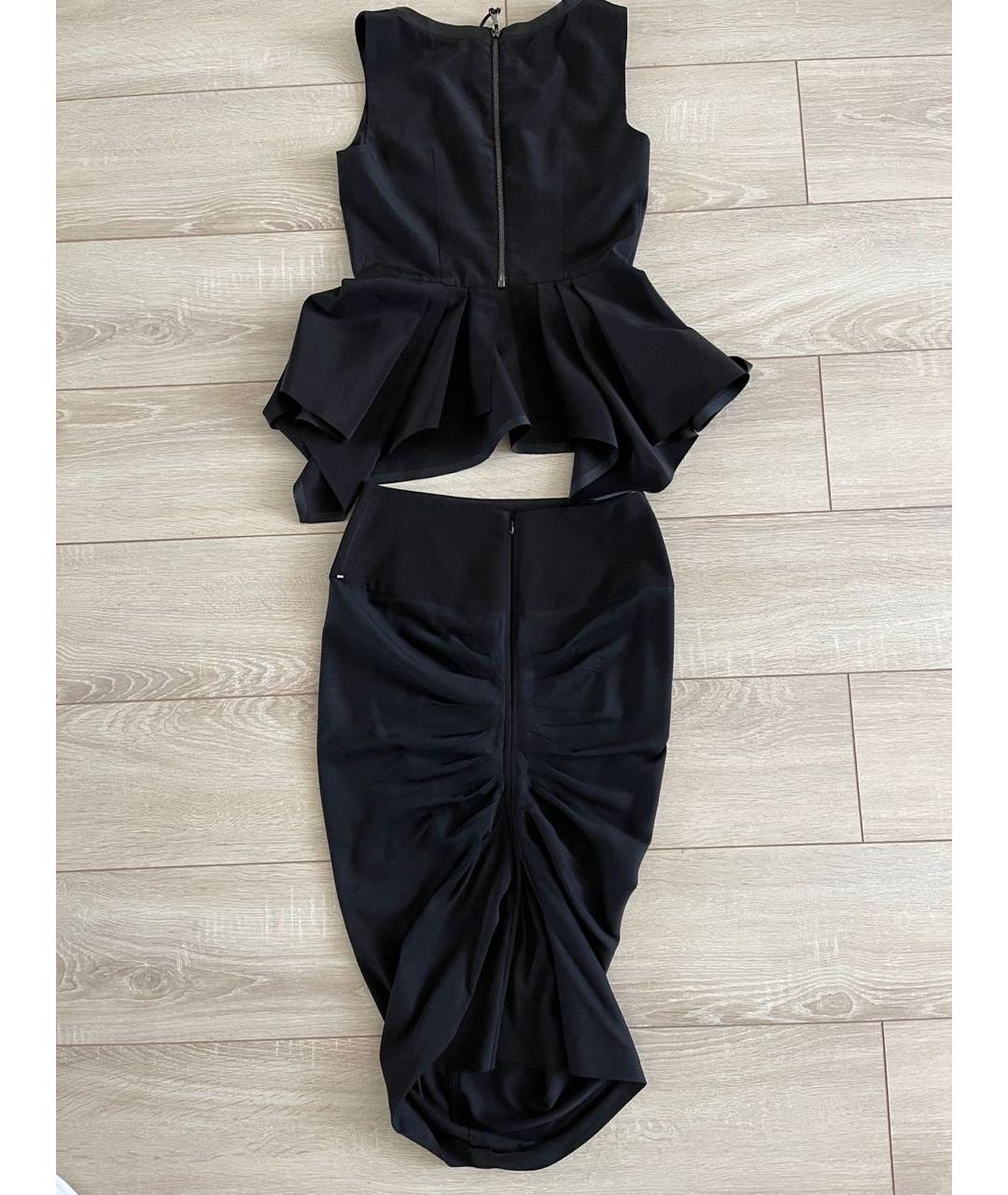 SPORTMAX Черный хлопко-эластановый костюм с юбками, фото 4