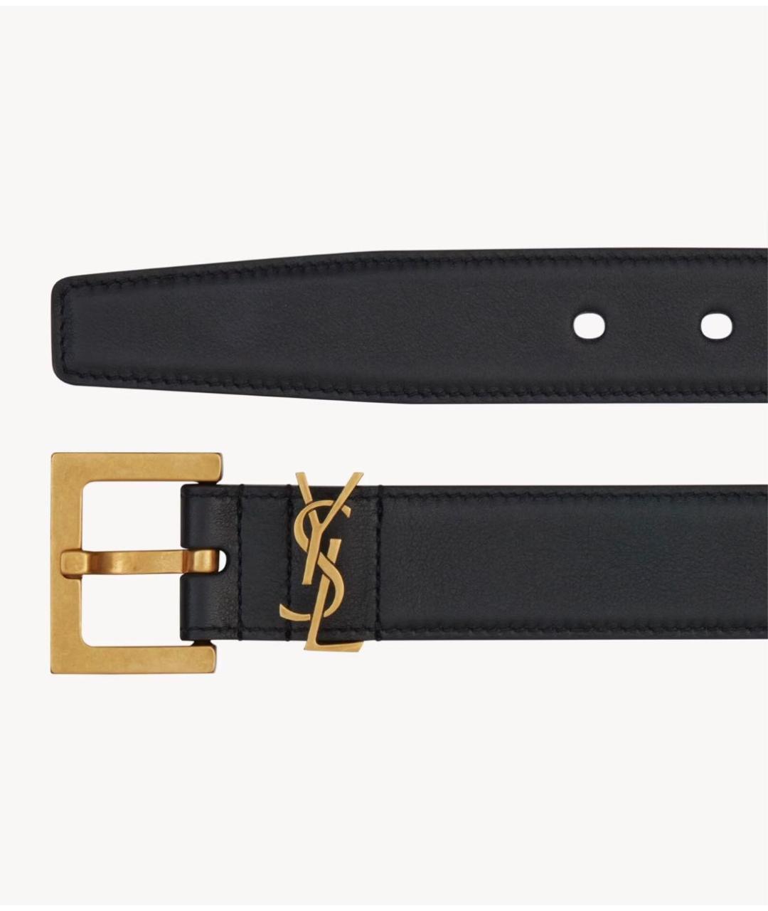 SAINT LAURENT Черный кожаный ремень, фото 2