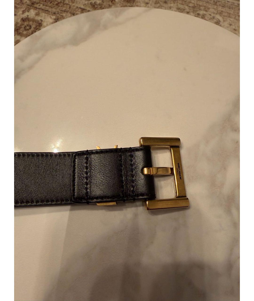 SAINT LAURENT Черный кожаный ремень, фото 7
