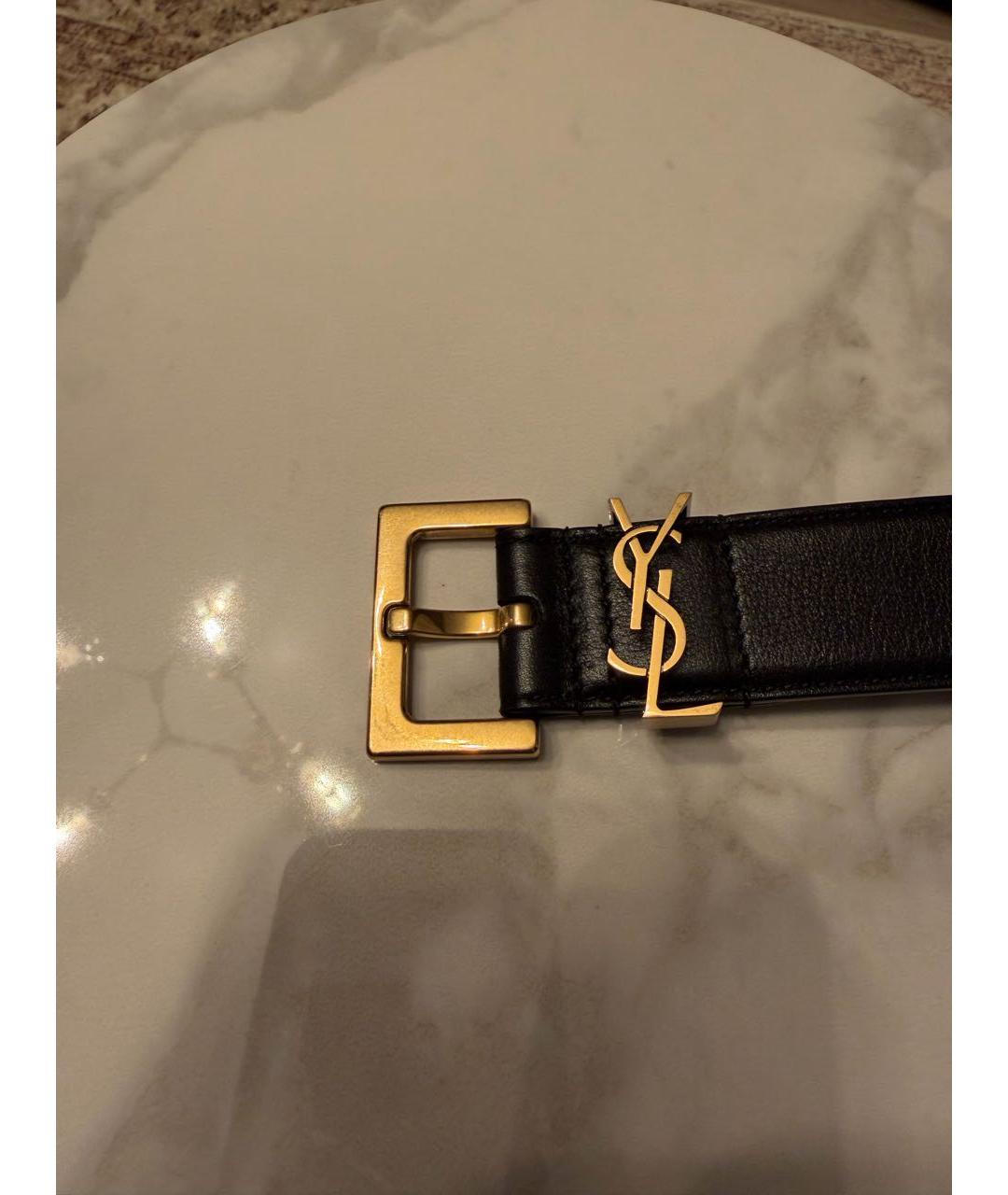 SAINT LAURENT Черный кожаный ремень, фото 6