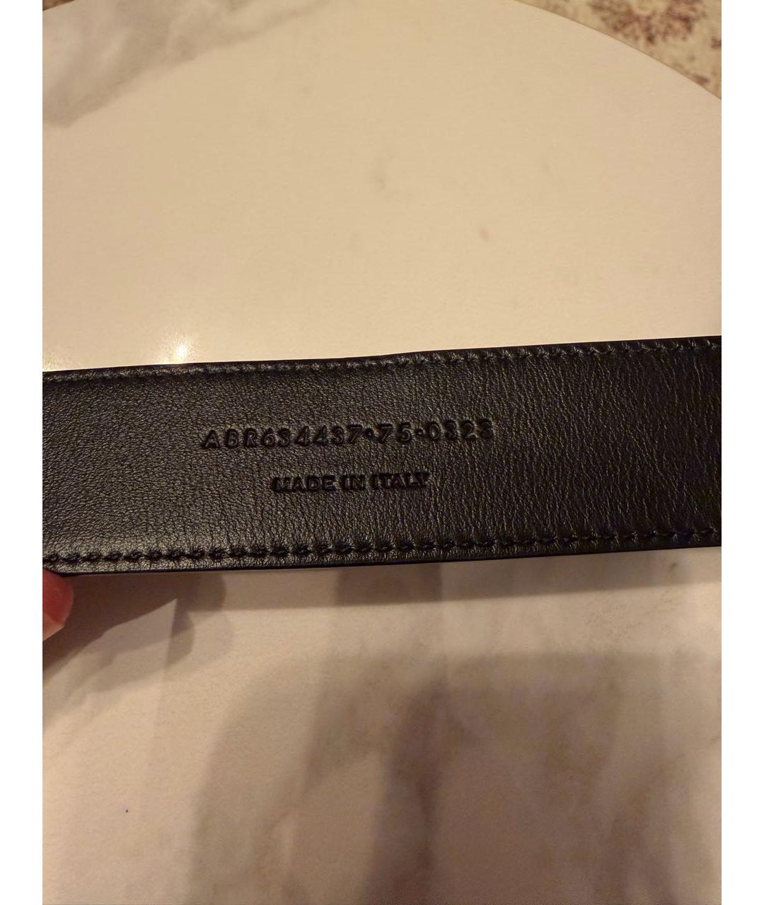 SAINT LAURENT Черный кожаный ремень, фото 3