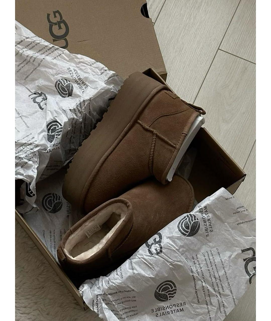 UGG AUSTRALIA Коричневые замшевые ботинки, фото 5