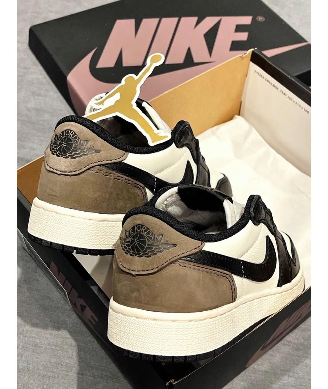 JORDAN Коричневые кожаные кроссовки, фото 7