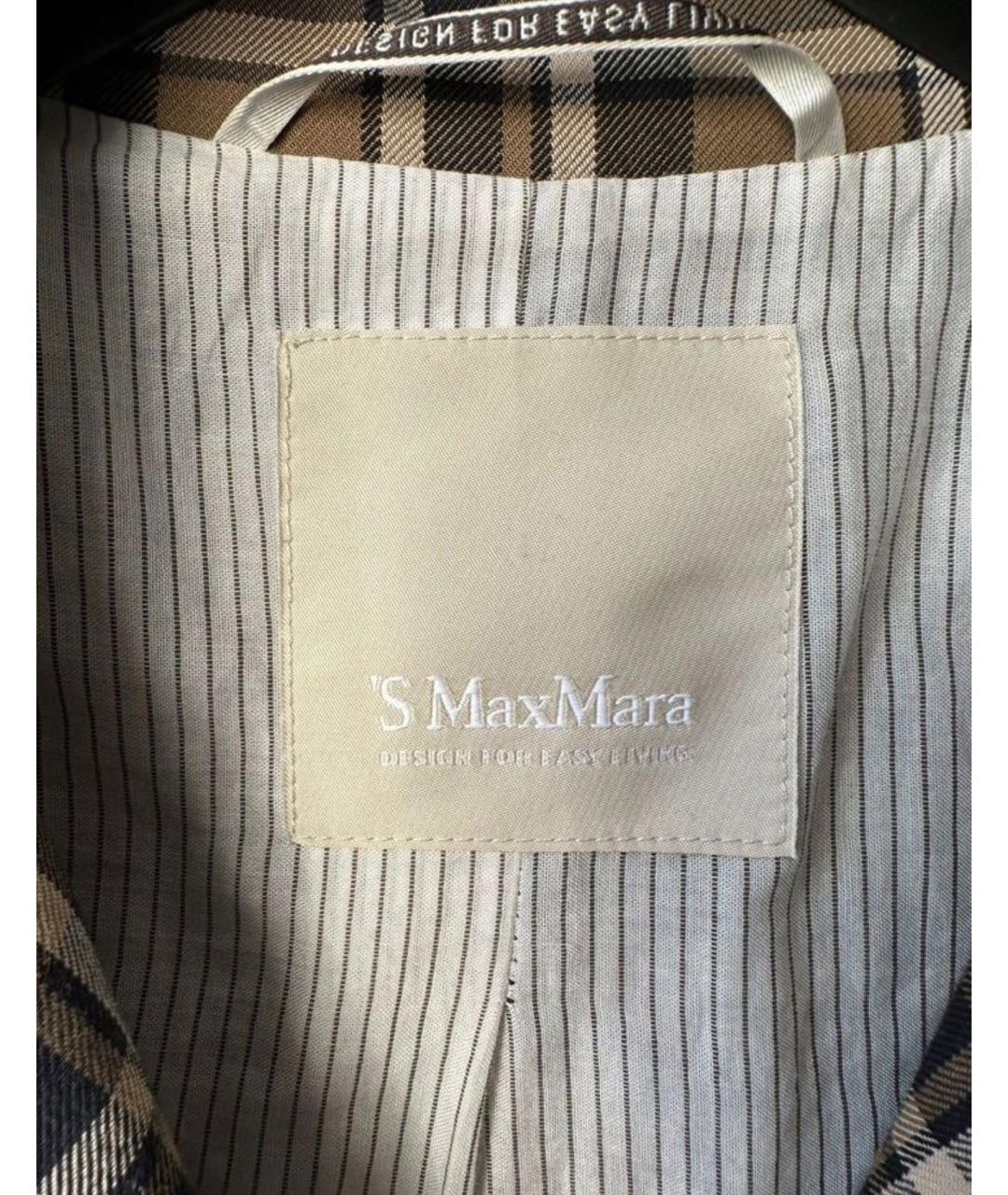 'S MAX MARA Коричневый хлопковый тренч/плащ, фото 3