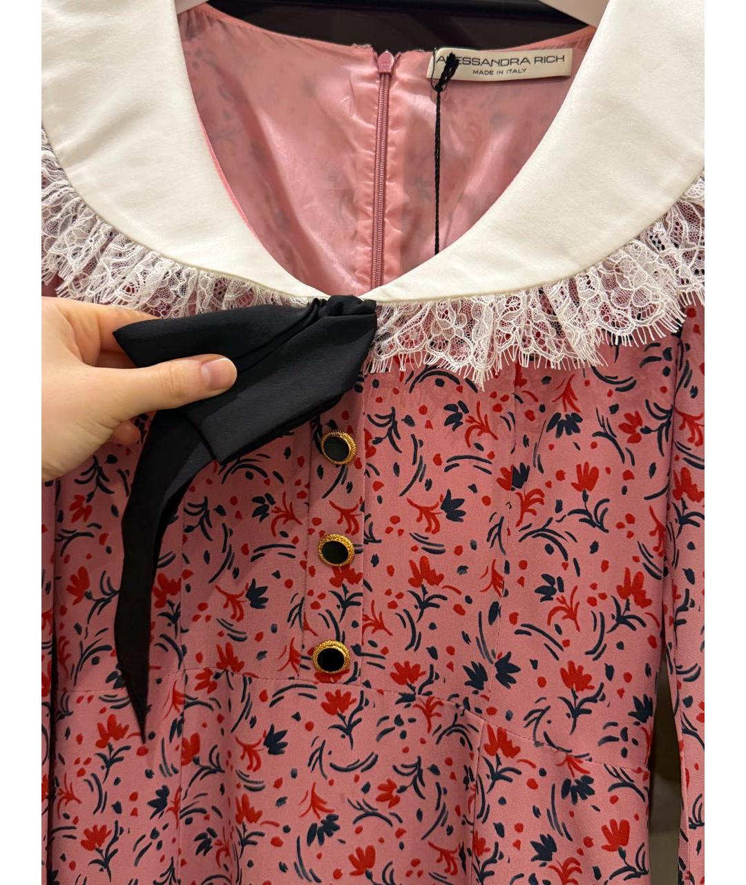 ALESSANDRA RICH Розовое шелковое вечернее платье, фото 4