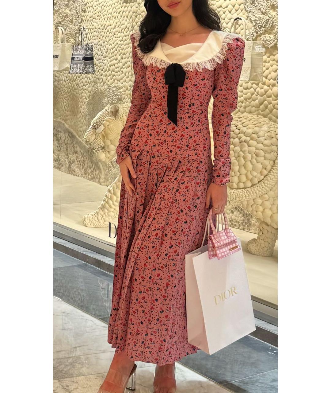 ALESSANDRA RICH Розовое шелковое вечернее платье, фото 7