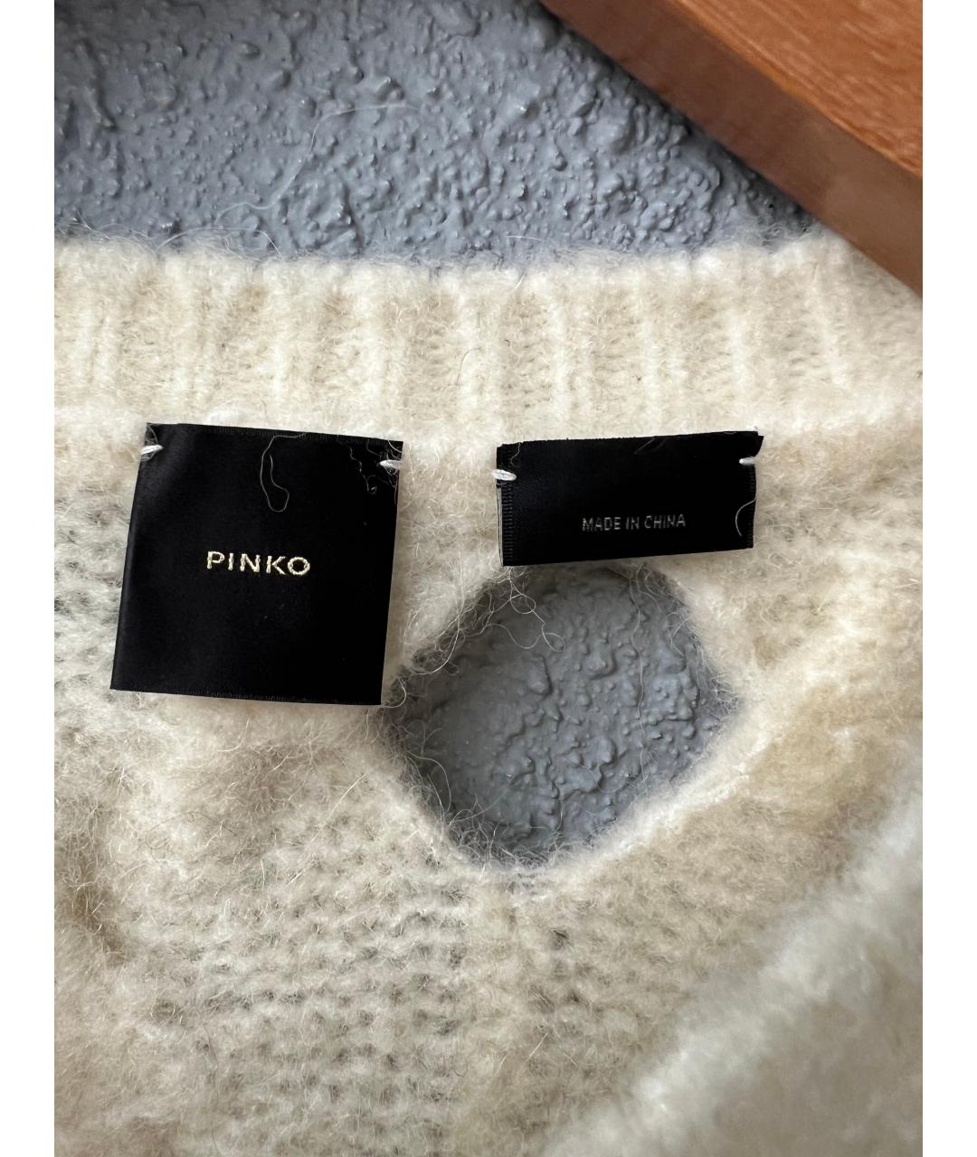 PINKO Бежевый шерстяной джемпер / свитер, фото 3