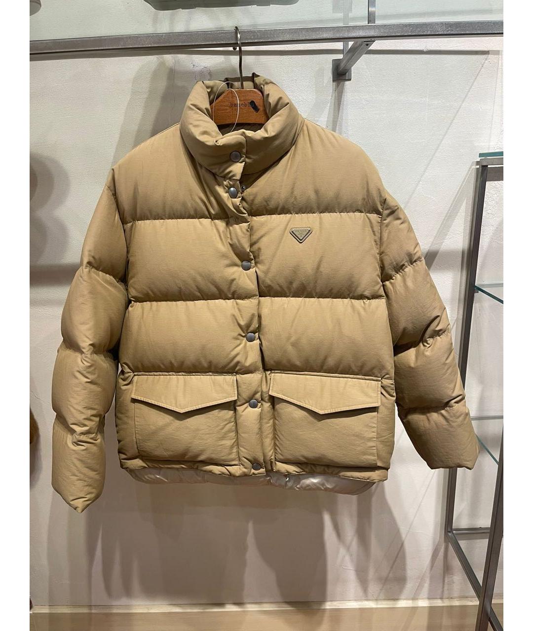 PRADA Бежевый полиамидовый пуховик, фото 2