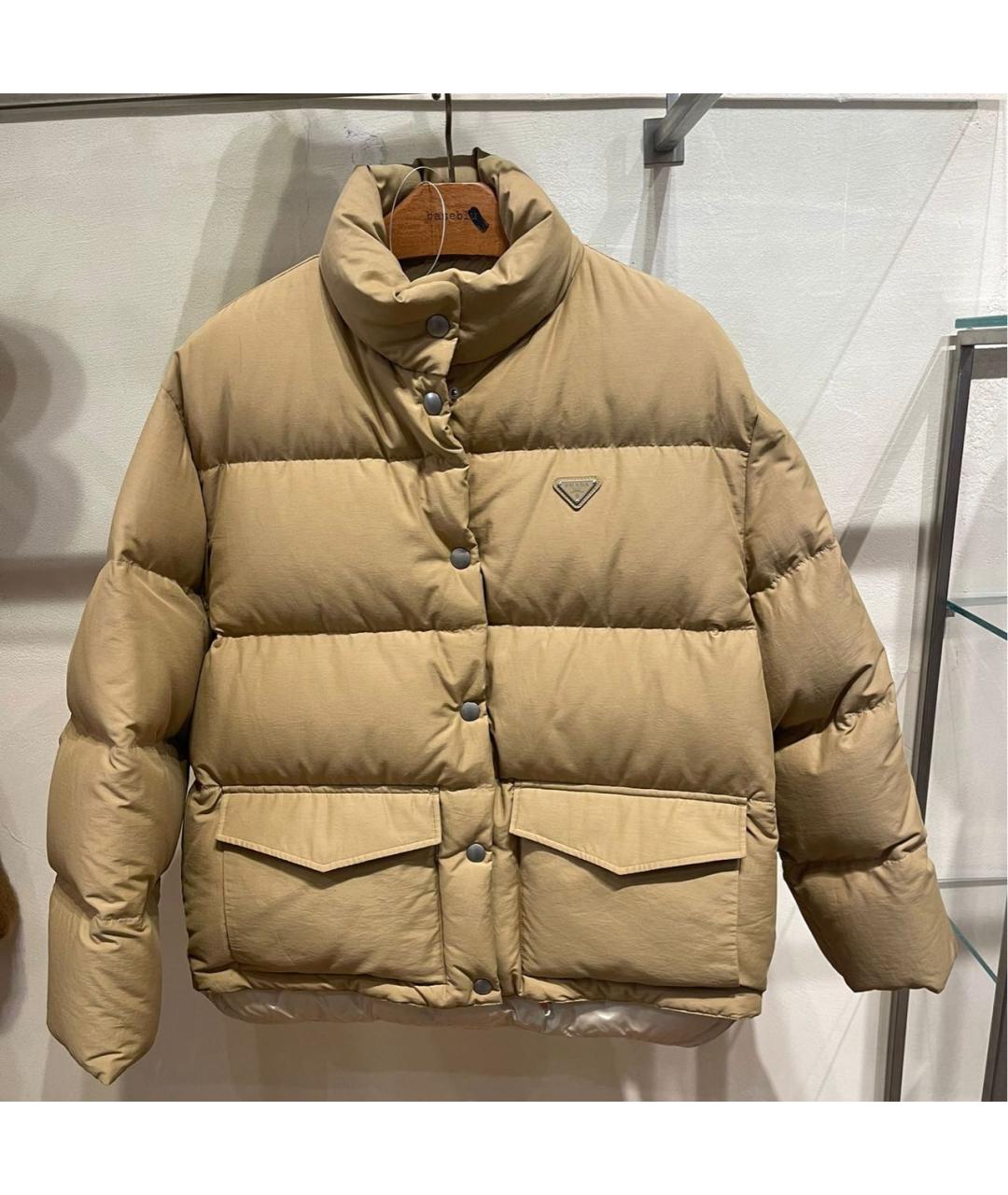 PRADA Бежевый полиамидовый пуховик, фото 3