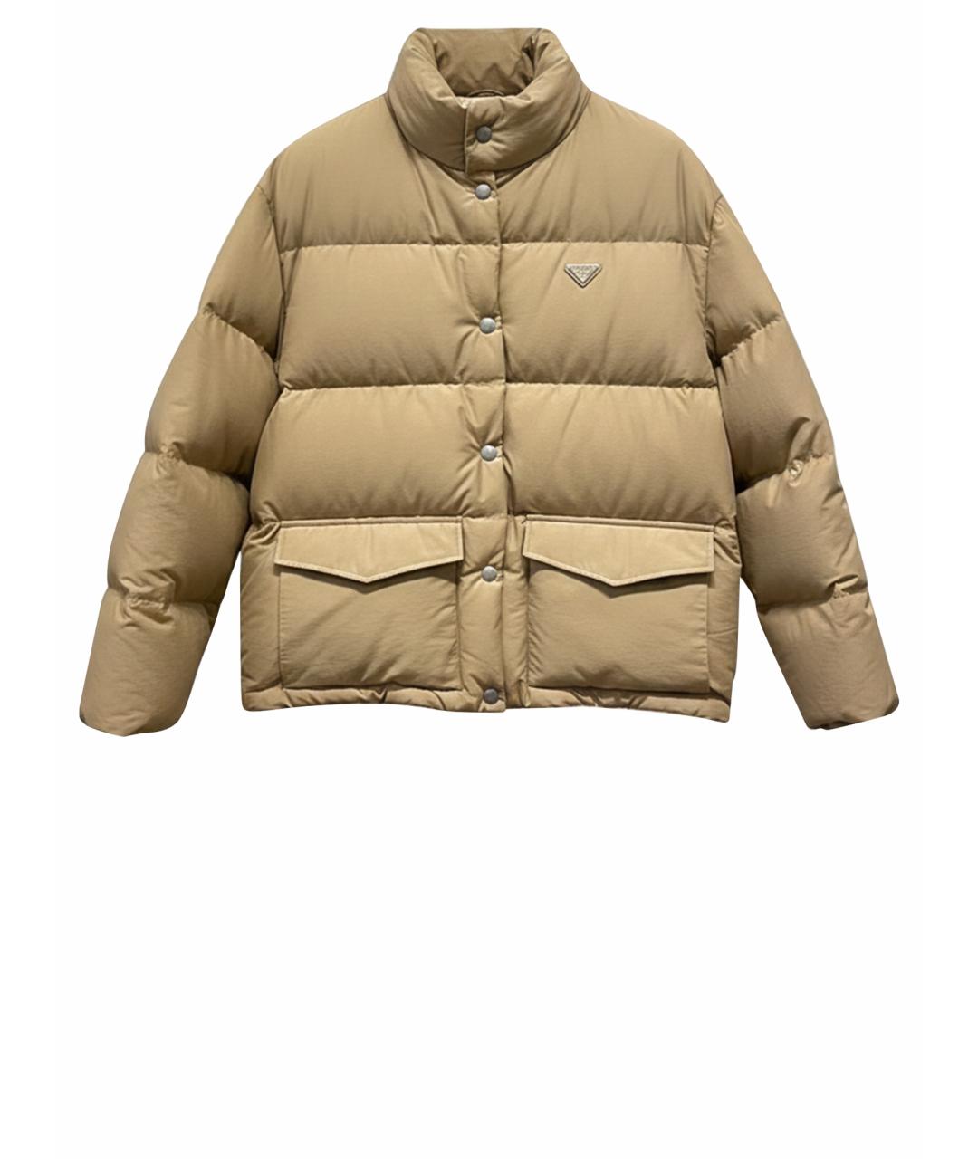 PRADA Бежевый полиамидовый пуховик, фото 1