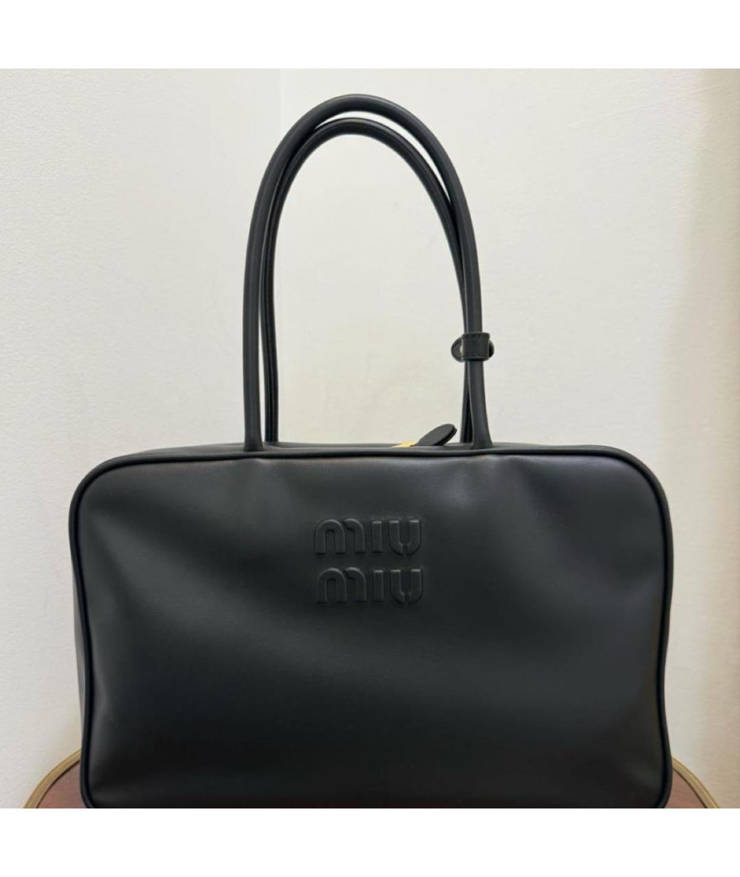 MIU MIU Черная кожаная сумка с короткими ручками, фото 7