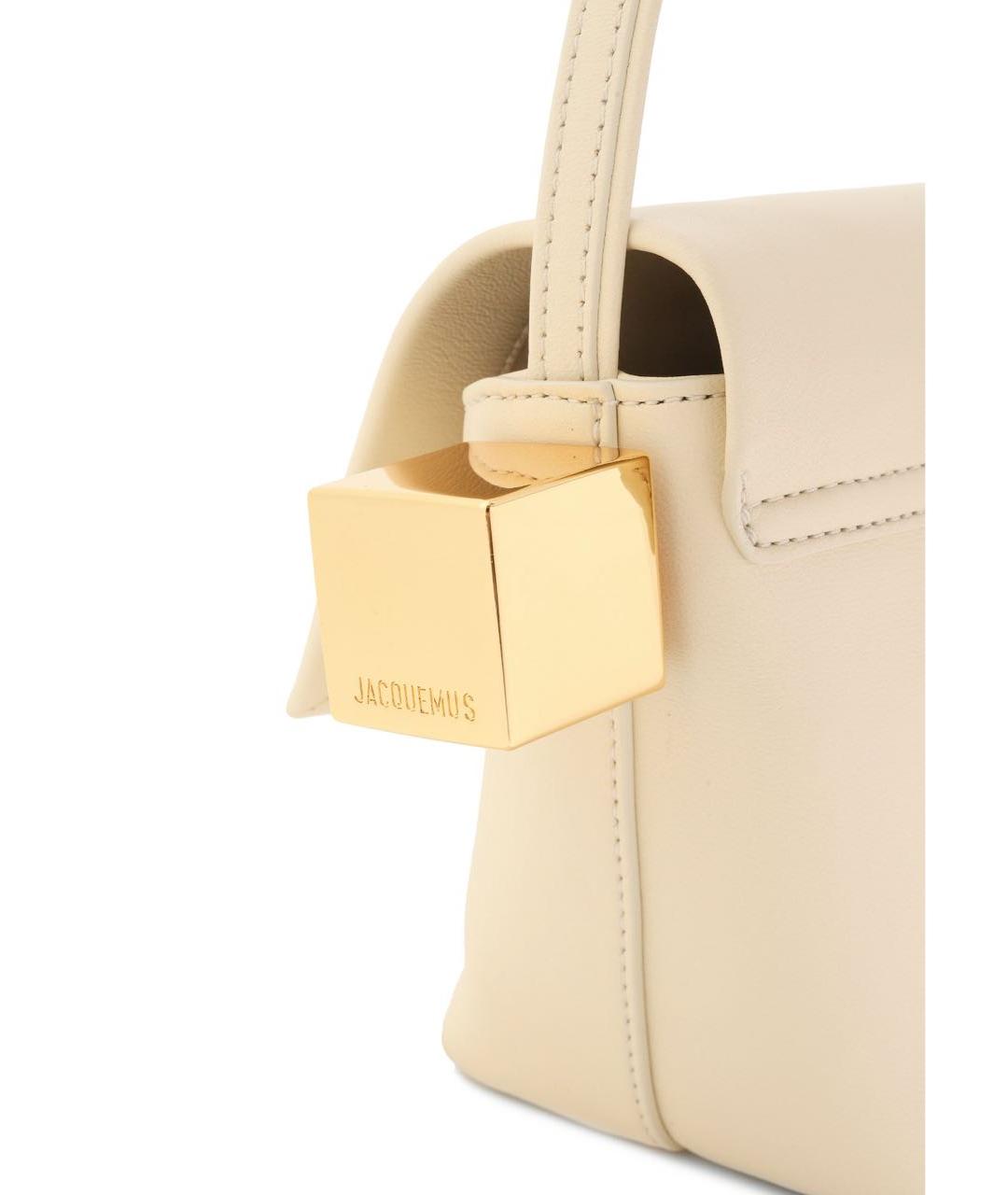 JACQUEMUS Бежевая кожаная сумка через плечо, фото 2