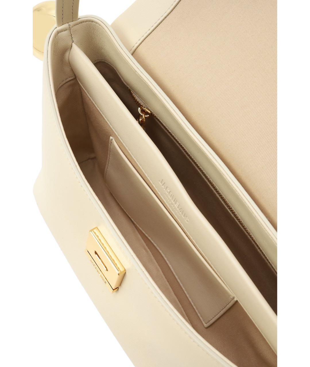 JACQUEMUS Бежевая кожаная сумка через плечо, фото 3