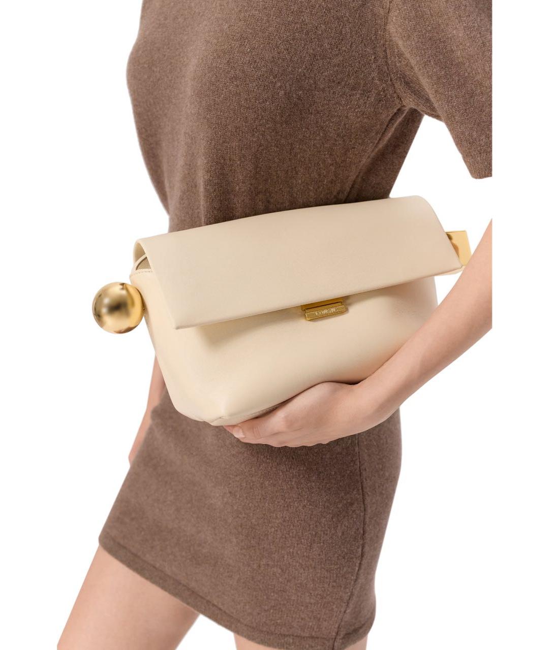 JACQUEMUS Бежевая кожаная сумка через плечо, фото 4