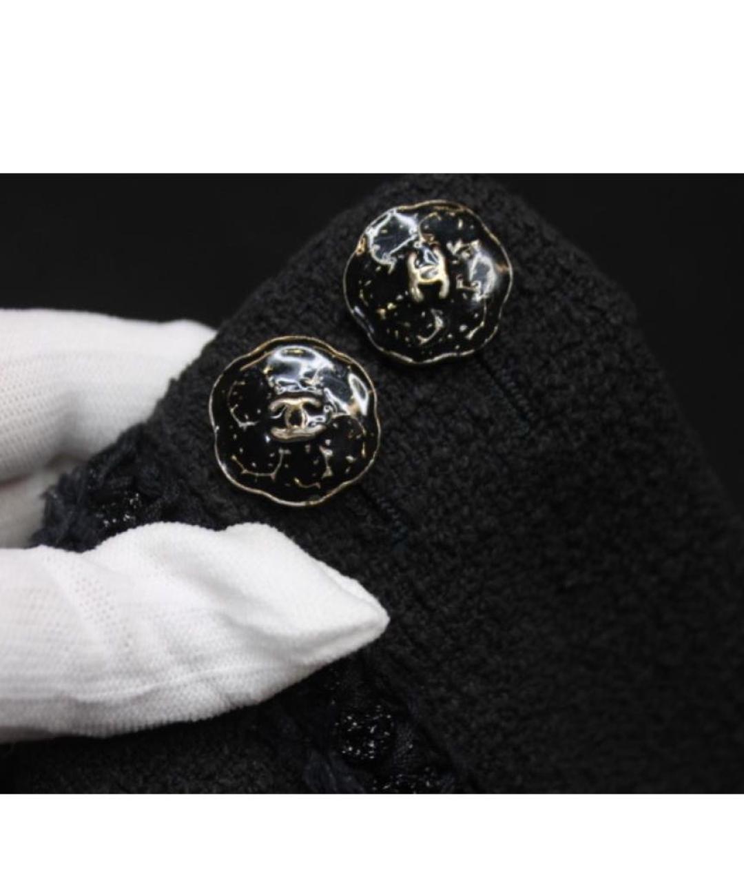 CHANEL Черный твидовый жакет/пиджак, фото 6