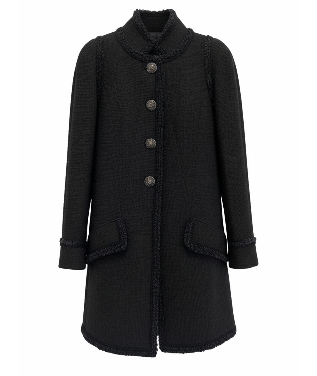 CHANEL Черный твидовый жакет/пиджак, фото 1