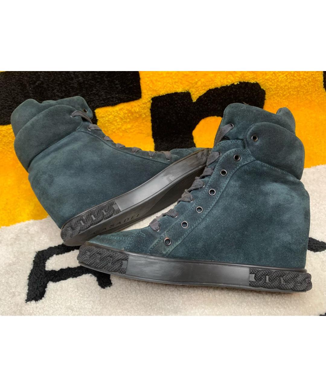 CASADEI Бирюзовые замшевые кеды, фото 5