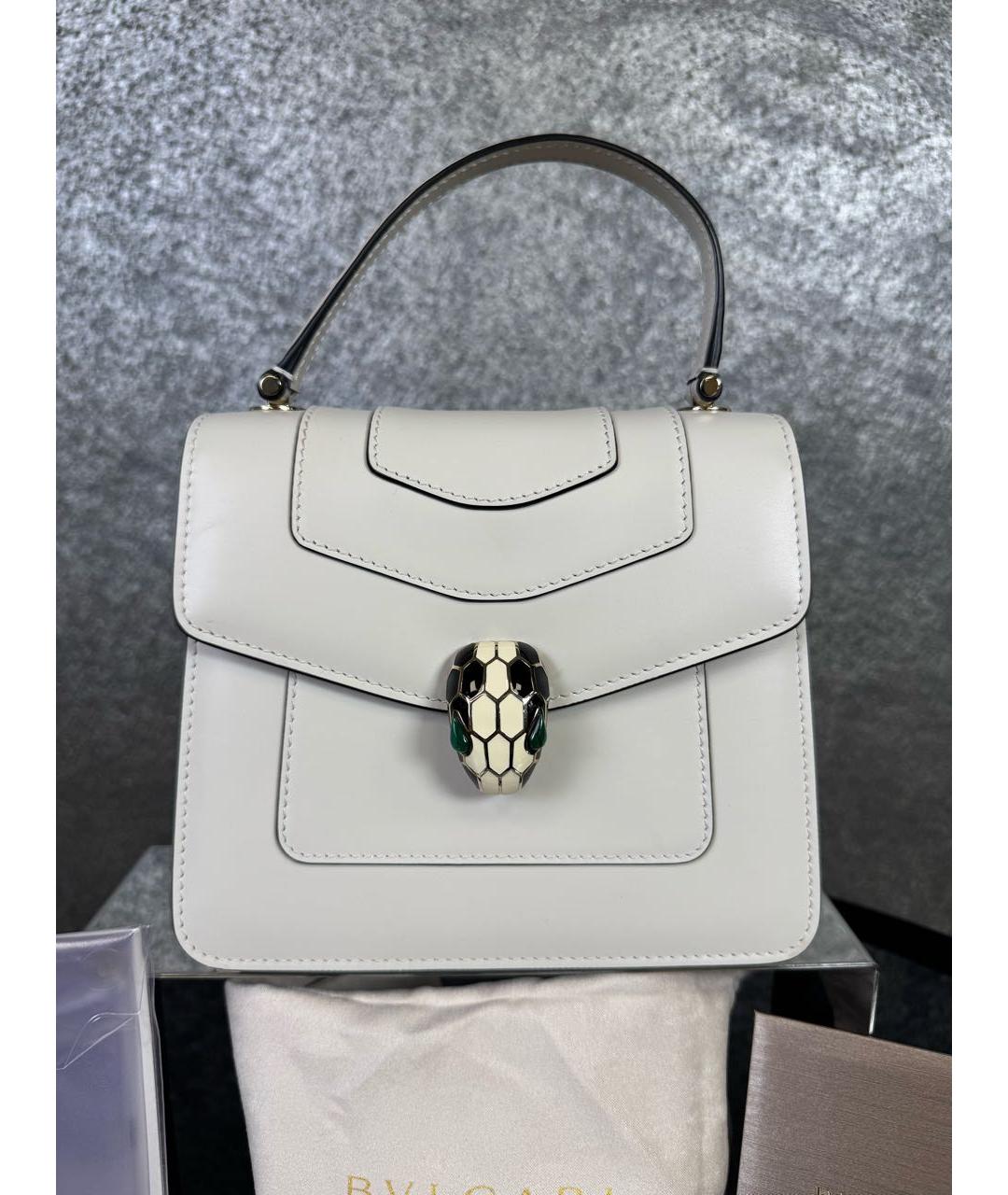 BVLGARI Бежевая кожаная сумка с короткими ручками, фото 9