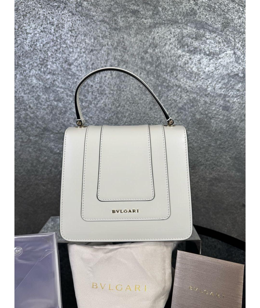 BVLGARI Бежевая кожаная сумка с короткими ручками, фото 3