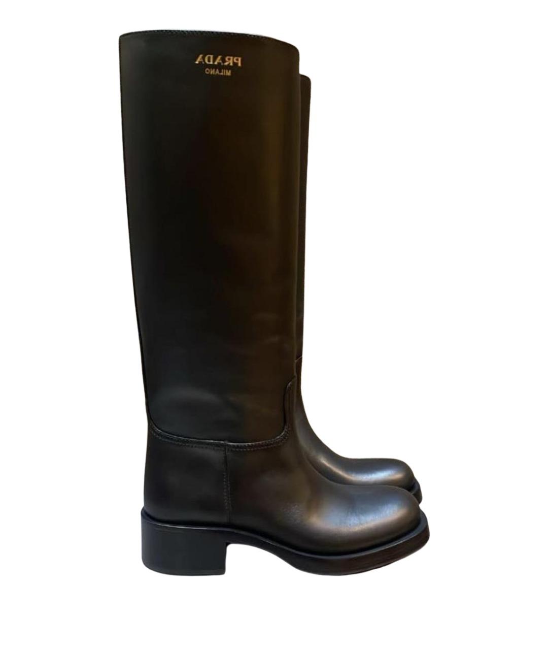 PRADA Черные кожаные сапоги, фото 1