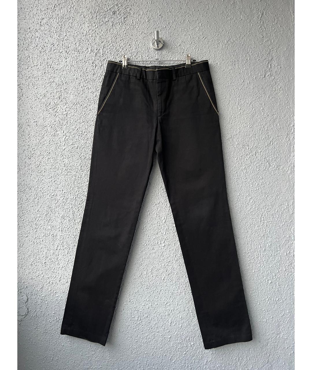HERMES Черные хлопковые повседневные брюки, фото 4