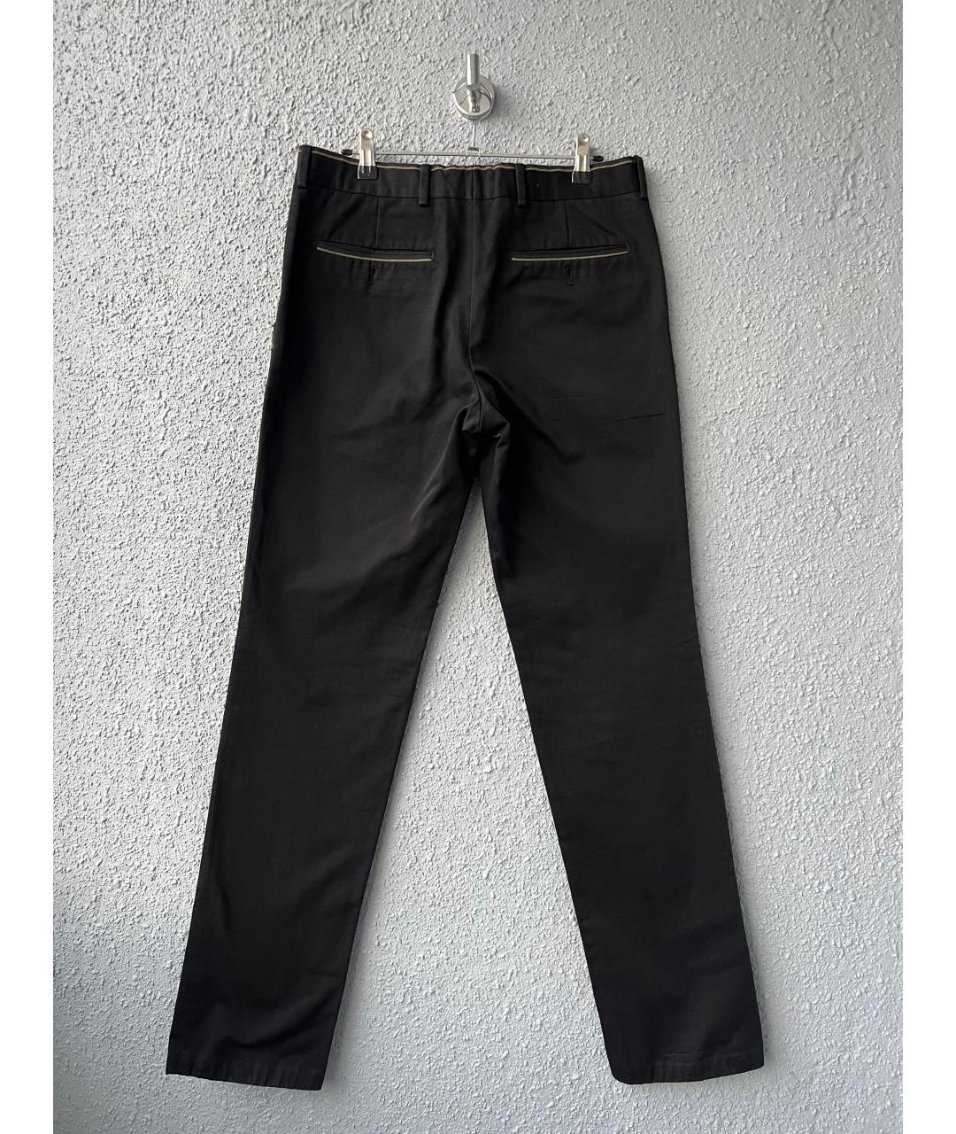 HERMES Черные хлопковые повседневные брюки, фото 2