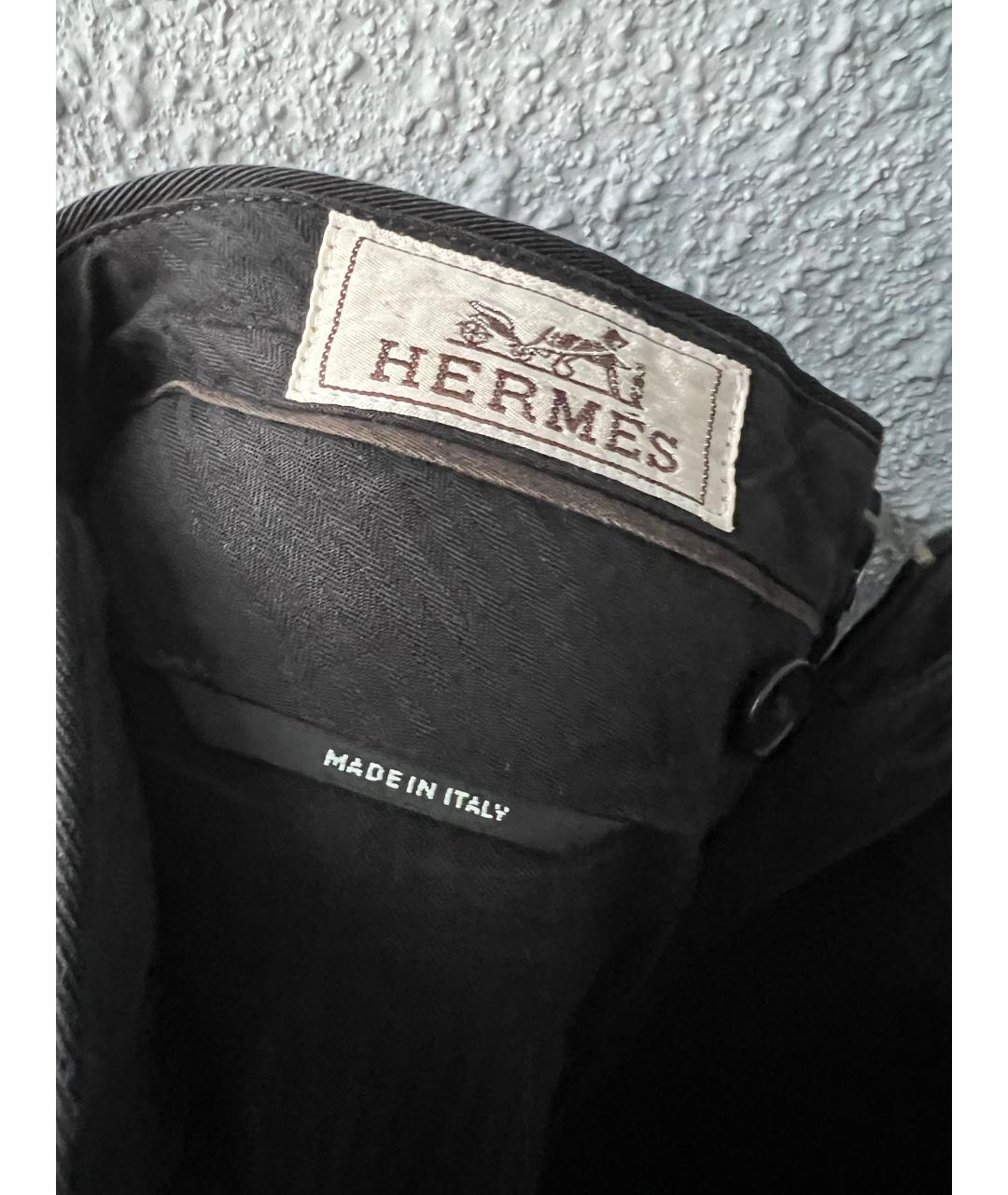 HERMES Черные хлопковые повседневные брюки, фото 3