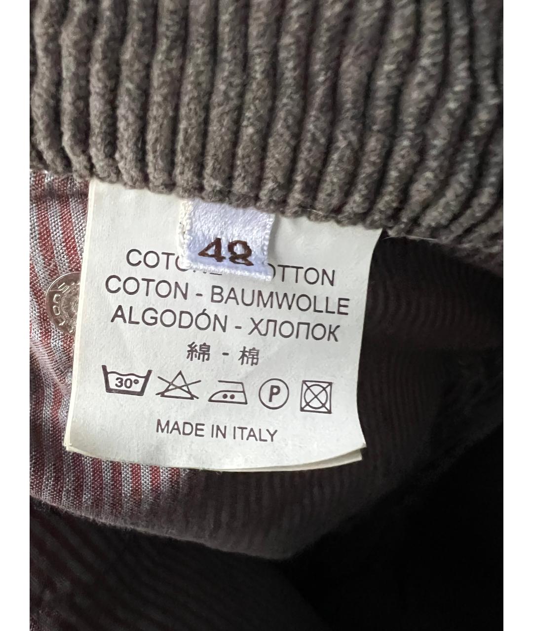 BRUNELLO CUCINELLI Коричневые хлопковые повседневные брюки, фото 6