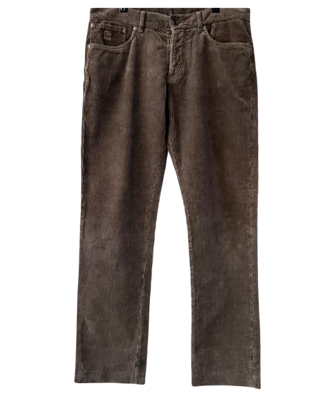 BRUNELLO CUCINELLI Коричневые хлопковые повседневные брюки, фото 1