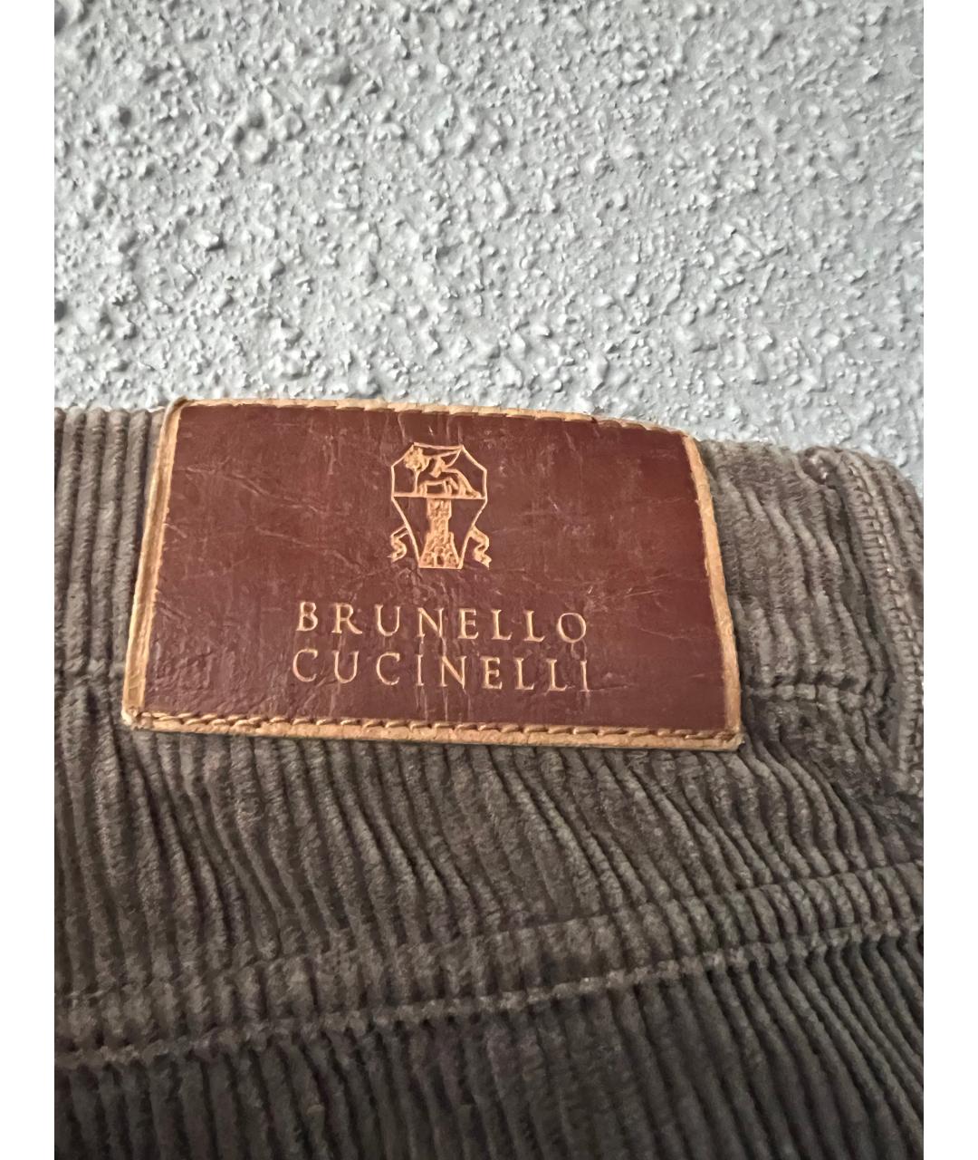 BRUNELLO CUCINELLI Коричневые хлопковые повседневные брюки, фото 5