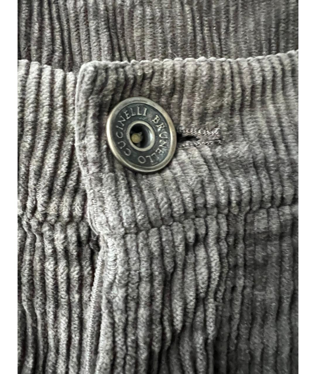 BRUNELLO CUCINELLI Коричневые хлопковые повседневные брюки, фото 4