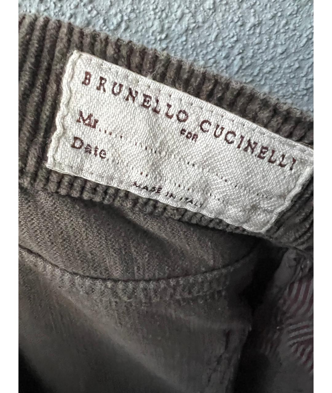 BRUNELLO CUCINELLI Коричневые хлопковые повседневные брюки, фото 7