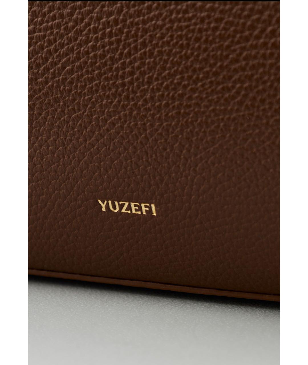 YUZEFI Коричневая кожаная сумка через плечо, фото 5
