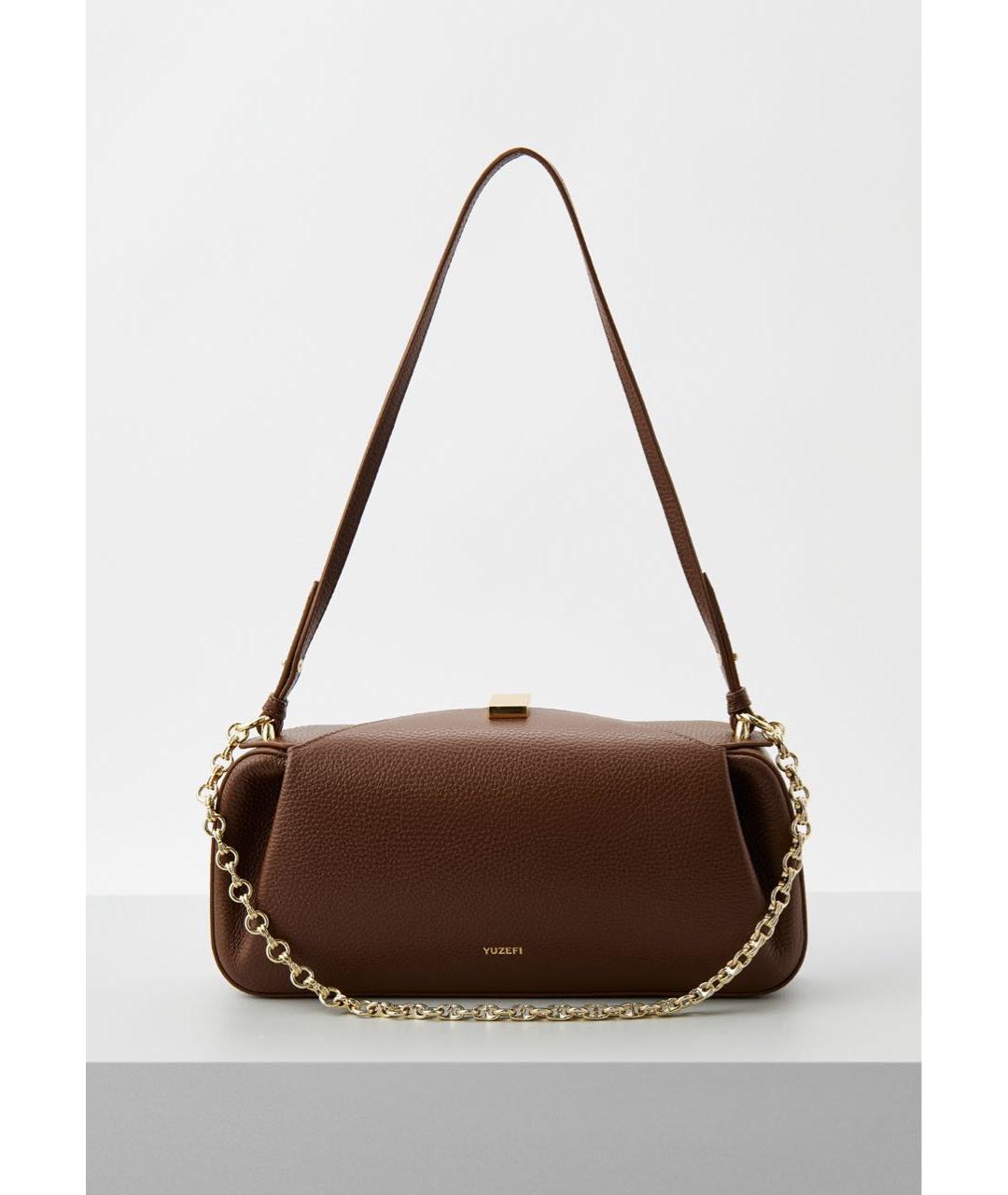 YUZEFI Коричневая кожаная сумка через плечо, фото 9