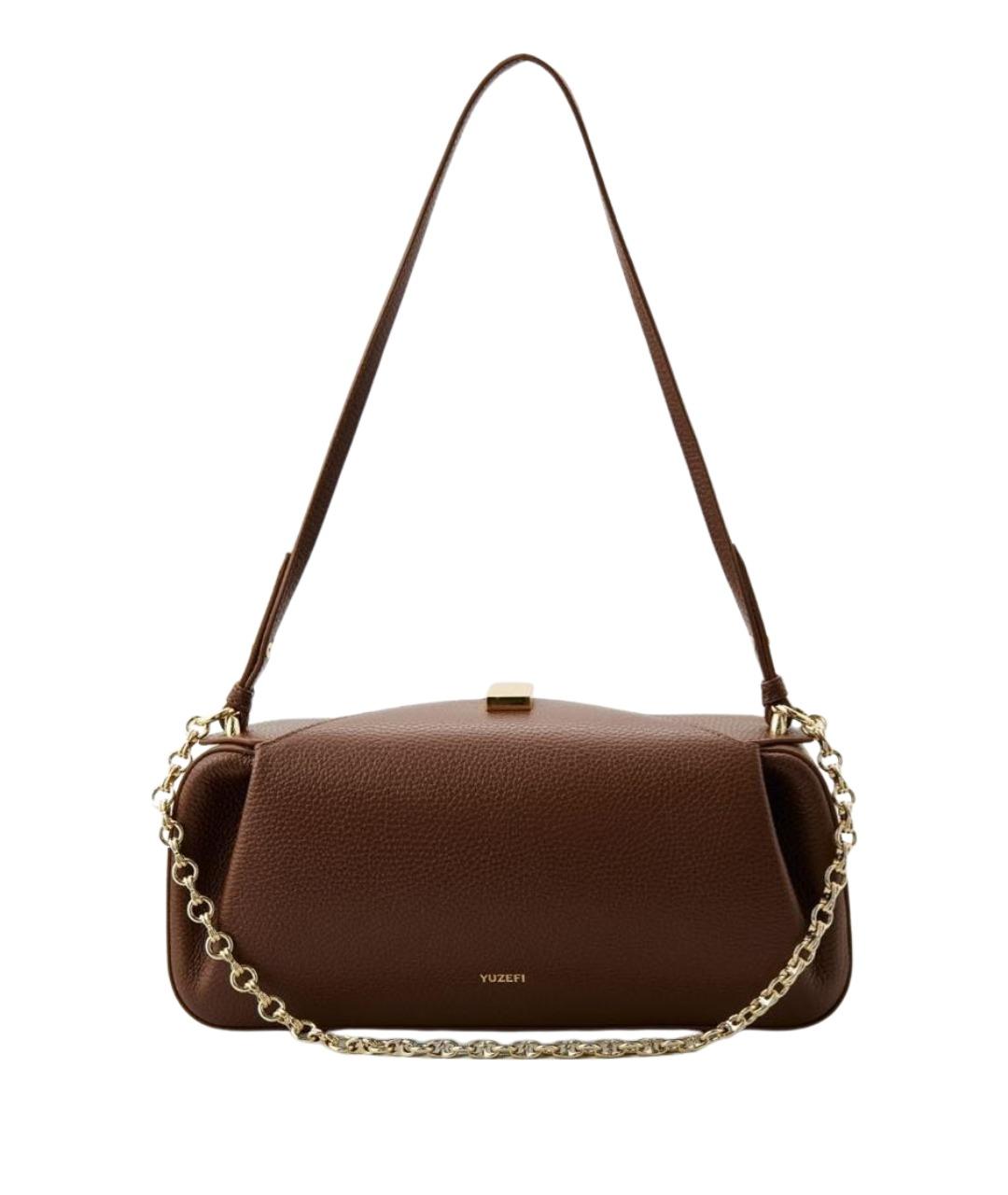YUZEFI Коричневая кожаная сумка через плечо, фото 1