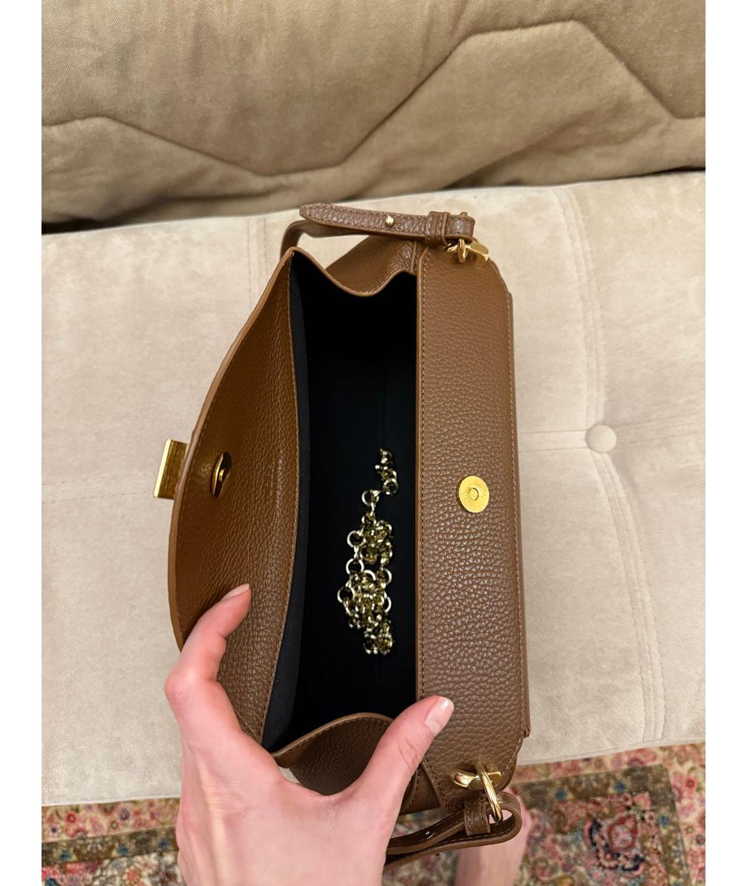 YUZEFI Коричневая кожаная сумка через плечо, фото 4